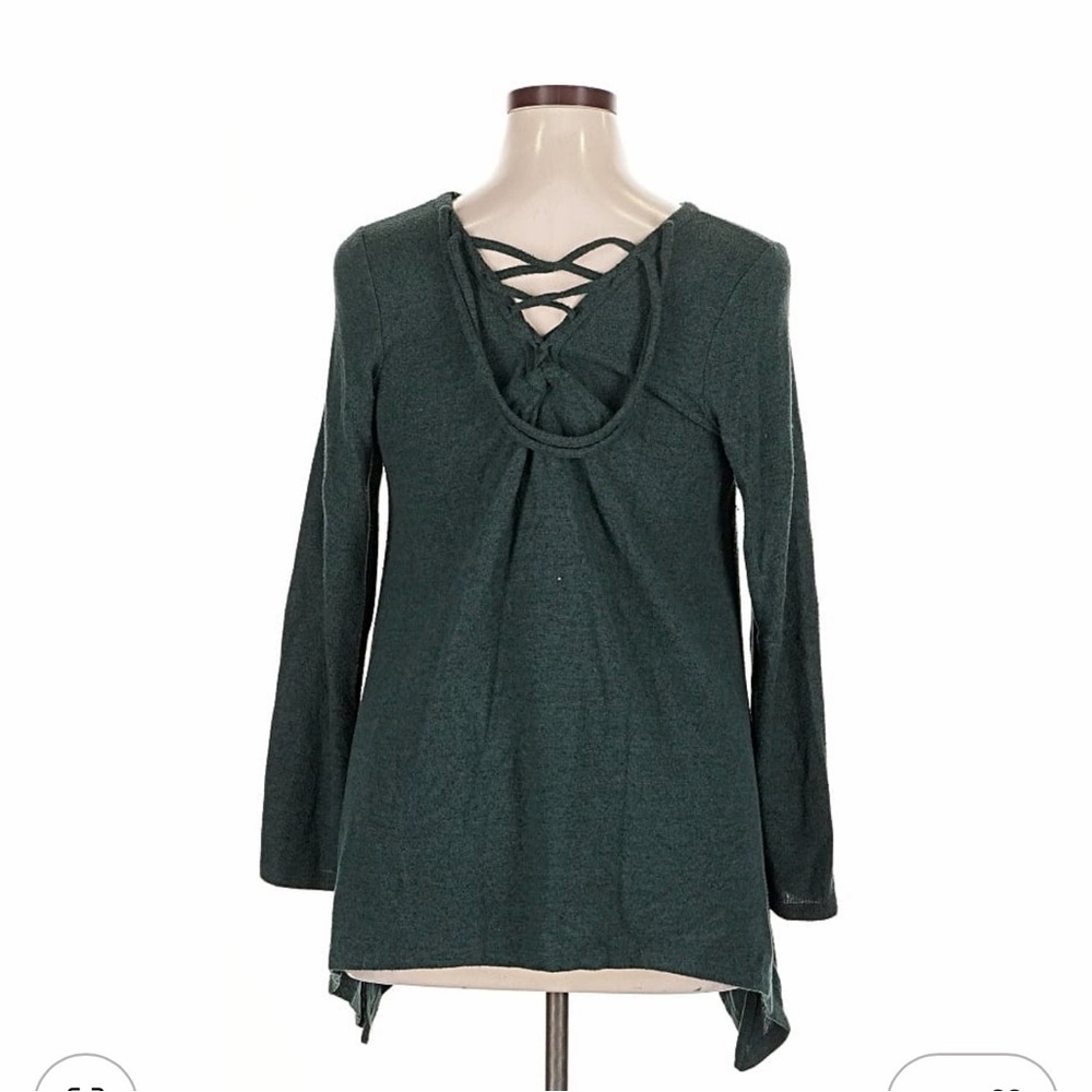 Torrid Super Soft Plush Lace Up Tunic Top Womens Size 1 Green has - Picture 2 of 3